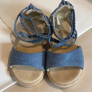 🎀 Toddler Gymboree Denim Blue Jean Sandals Braided Strappy Ankle Shoes